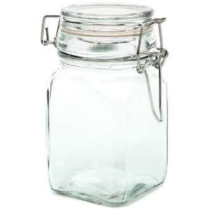 Glass Jars w/ Locking Lid  4.75 H X 2.5 Square  Holds 7 Fl Oz ~Case 