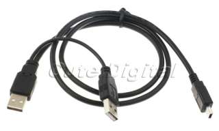 USB 2.0 2 A Male to mini B 5pin data Power Y Cable  