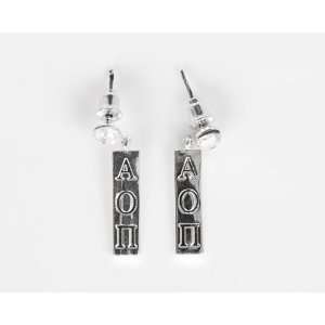    Alpha Omicron Pi Sorority Silver Bar Post Earrings Jewelry