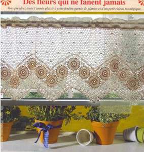 Vintage hand crochet lace Cotton Cafe off white Curtain/Valance  
