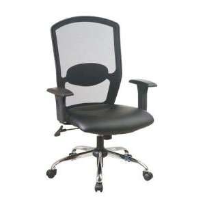  Screen Back Mesh Chair with Leather Seat