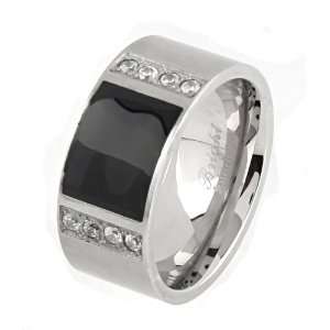   Stainless Steel Designer Ring with Clear CZ Stone   Size 13 Jewelry