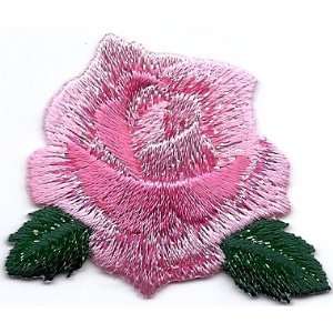  Flowers Pink Rose  Iron On Embroidered Applique Roses 