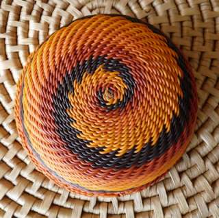 Zulu Telephone Wire Bowl Basket South Africa Earth Tones Rust Fair 