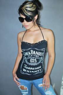 Jack Daniels Halter Top Sweetheart Bustline Rocker Chick Club Whiskey 