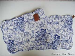 Blue and White Toile Ticking Quilted Runner 100% Cotton Great Finds 