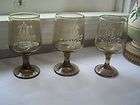 Stemmed Wine Goblets etched with grapes in amber  