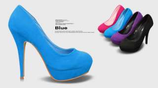 New Classic Faux Suede Womens Shoes Platforms Stilettos High Heels 