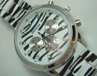   Gold Tortoise Shell Leopard Zebra Clear Crystal Geneva Acrylic Watch