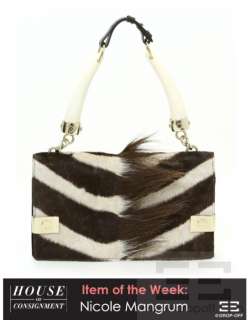   Saint Laurent Brown Pony Hair Zebra Print Mombasa Horn Handbag  