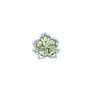 ZALES Peridot and White Topaz Flower Ring in Sterling Silver peridot
