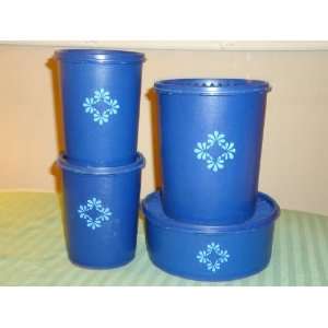  Tupperware Retro Blueberry Canister Set x4 with Instant 