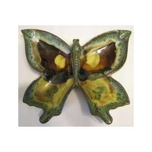  1950s Anna Van Briggle Butterfly Ashtray Drip Glaze 