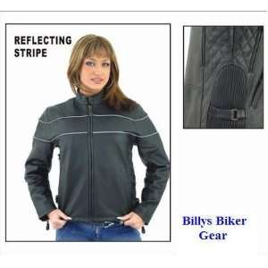  Womens Leather Motorcycle Jacket, Vented with Zipper Air Vents 