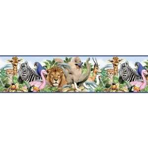  Jungle Animals Free Style Border Wallpaper in Multi