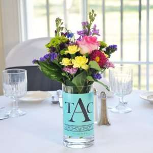   Scroll Personalized Glass Wedding Reception Vase