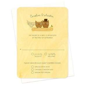  Mr & Mrs Hoot Reply Card   Real Wood Wedding Stationery 